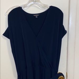 Midi navy dress with wrap